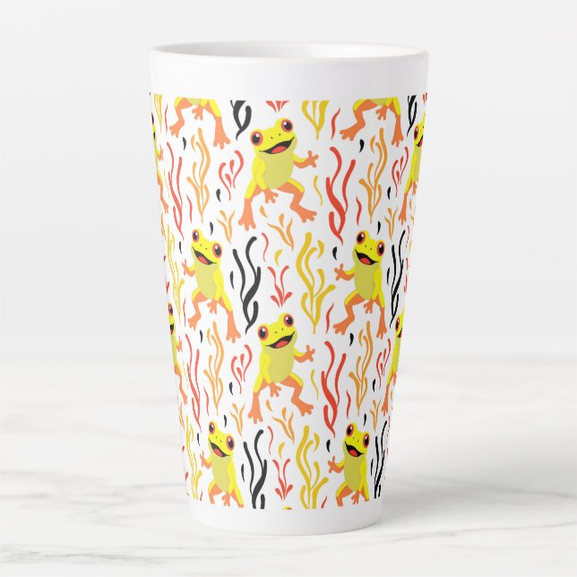 Taza De Café Latte Ranas juguetonas (Anverso)