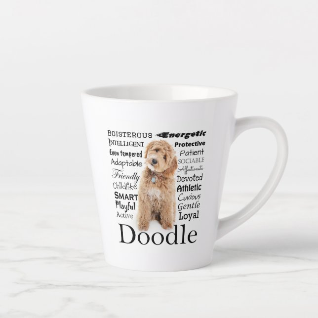 Taza De Café Latte Rasgos de perros Doodle (Derecha)