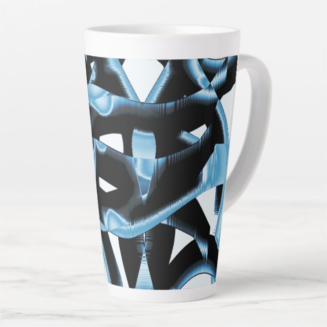 Taza De Café Latte Raspones o cintas negros y azules destruidos (Ángulo derecho)