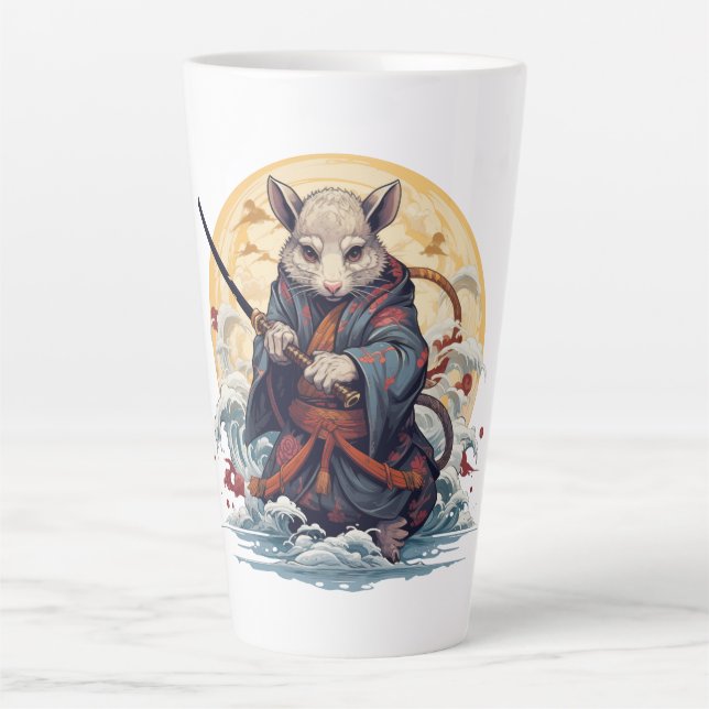 Taza De Café Latte Rata Samurái  (Anverso)