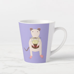 Taza De Café Latte Rata siamesa con pastel de cumpleaños