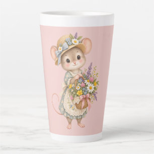 Taza De Café Latte Ratón encantador del bosque – Ilustración de jardí