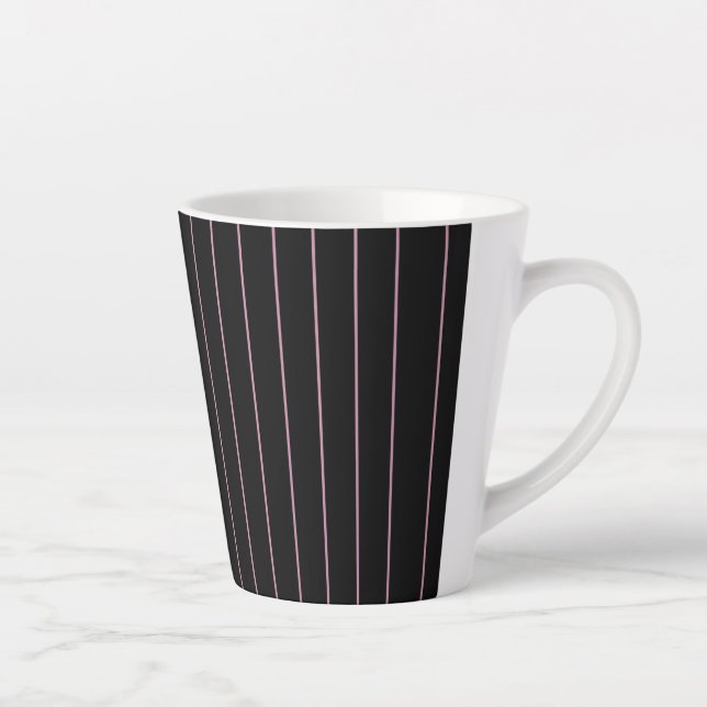 Taza De Café Latte rayado negro y rosa (Derecha)