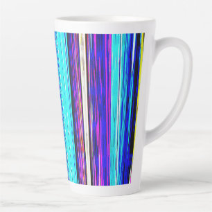 Taza De Café Latte Rayas abstractas azules 606