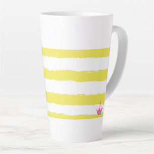 Taza De Café Latte Rayas amarillas y una taza de latte rosa