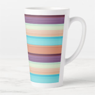 Taza De Café Latte Rayas azules marrones lindas
