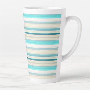 Taza De Café Latte Rayas blancas de aqua lindas