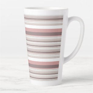 Taza De Café Latte Rayas blancas marrones lindas