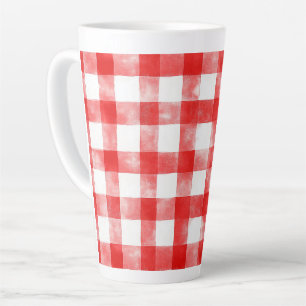 Taza De Café Latte Rayas Blancas Rojas