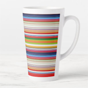Taza De Café Latte Rayas calientes y coloridas
