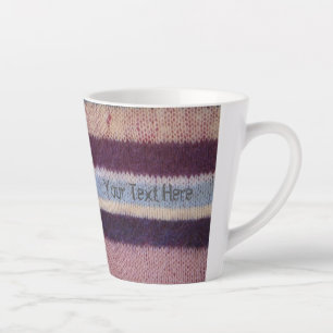 Taza De Café Latte rayas coloreadas de punto a mano