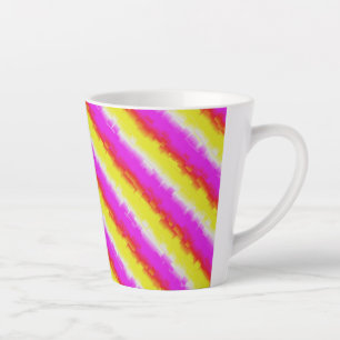 Taza De Café Latte Rayas de arco iris rosado de Artdeco