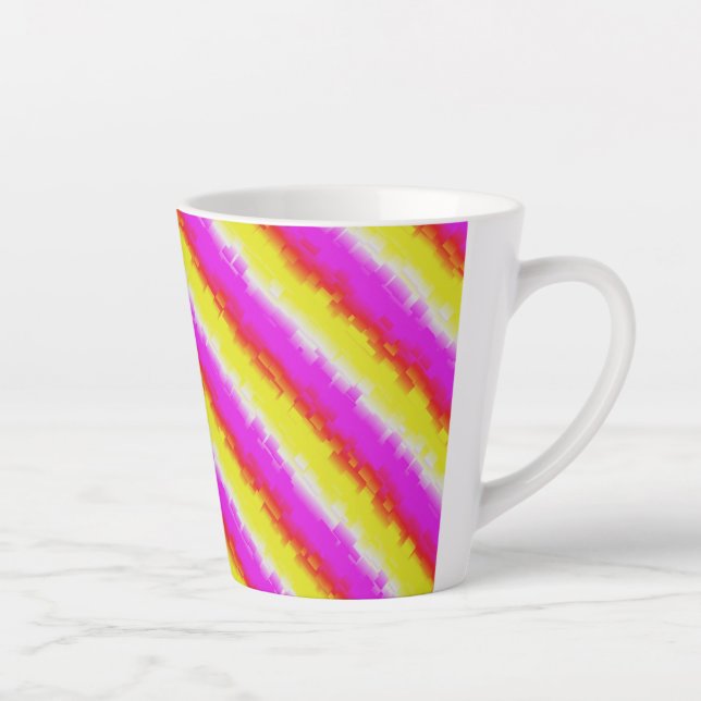 Taza De Café Latte Rayas de arco iris rosado de Artdeco (Derecha)