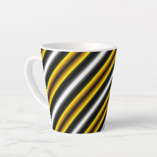 Taza De Café Latte Rayas de arcoiris blancas amarillas