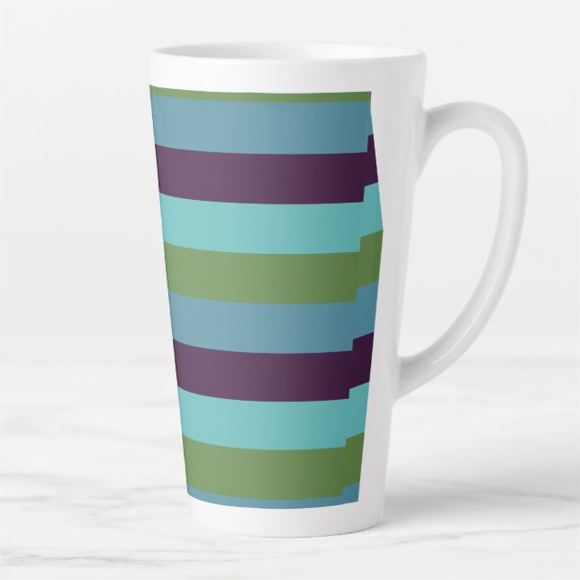 Taza De Café Latte Rayas de armonía costera (Derecha)