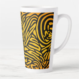 Taza De Café Latte Rayas de cebra en amarillo dorado