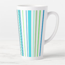 Taza De Café Latte Rayas de color Aqua Blue Green Beach