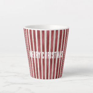 Taza De Café Latte Rayas de Crema Rojizas Navidad