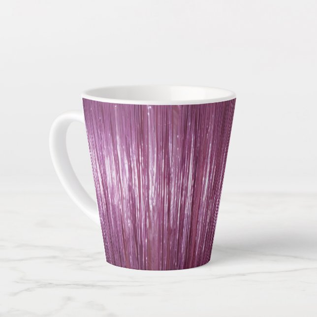 Taza De Café Latte Rayas de insectos rosados de la orquídea púrpura (Ángulo izquierdo)