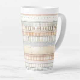 Taza De Café Latte Rayas de tono neutro