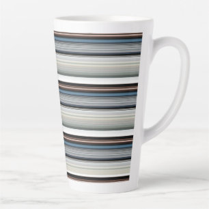 Taza De Café Latte Rayas grises blancas lindas