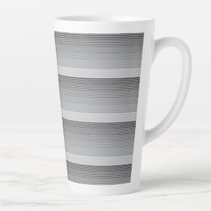 Taza De Café Latte Rayas grises, negras y blancas