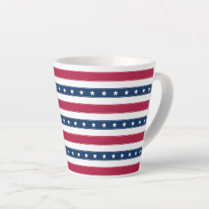 Taza De Café Latte Rayas Horizontales con Estrellas Patrióticas