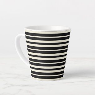 Taza De Café Latte Rayas horizontales minimalistas en blanco y negro