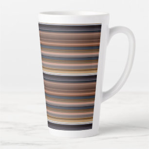 Taza De Café Latte Rayas marrones azules cortas
