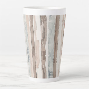 Taza De Café Latte Rayas Marrones Crema Azul