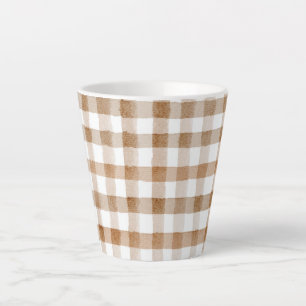 Taza De Café Latte Rayas Marrones Crema Cuadro de Tan