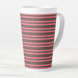 Taza De Café Latte Rayas Marrones Rosadas Patrón Sin Costuras