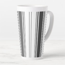 Taza De Café Latte Rayas minimalistas blancas y negras modernas