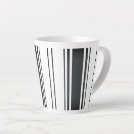 Taza De Café Latte Rayas minimalistas blancas y negras modernas