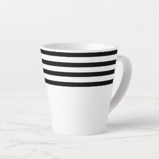 Taza De Café Latte Rayas minimalistas blancas y negras modernas