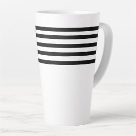 Taza De Café Latte Rayas minimalistas blancas y negras modernas