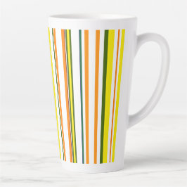 Taza De Café Latte Rayas modernas nuevas naranja amarillo blanco