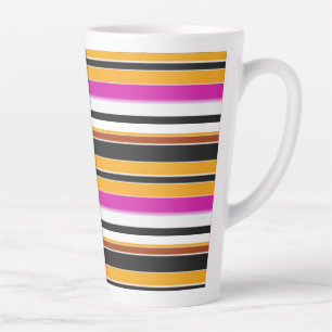 Taza De Café Latte Rayas naranjas negras lindas