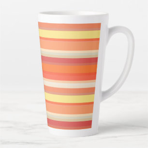 Taza De Café Latte Rayas naranjas rojas lindas