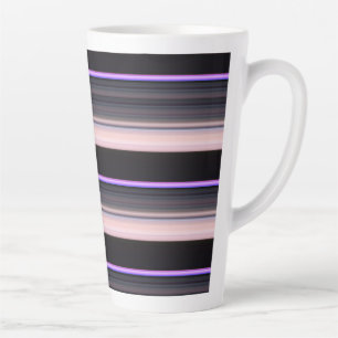 Taza De Café Latte Rayas negras grises vintage lindas