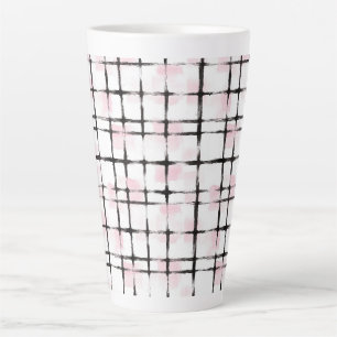 Taza De Café Latte Rayas Negras Rosadas 