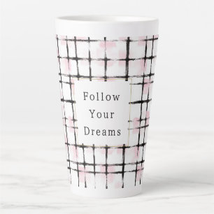 Taza De Café Latte Rayas Negras Rosadas Sigue tus sueños