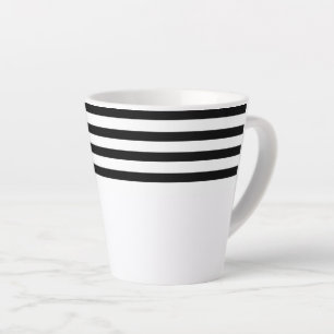 Taza De Café Latte Rayas negras y blancas minimalistas simples modern