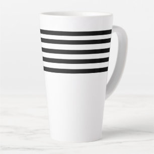 Taza De Café Latte Rayas negras y blancas minimalistas simples modern