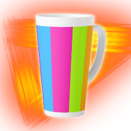 Taza De Café Latte Rayas Neon Colorful |