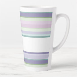 Taza De Café Latte Rayas púrpura, Neptuno, verde mar y lavanda