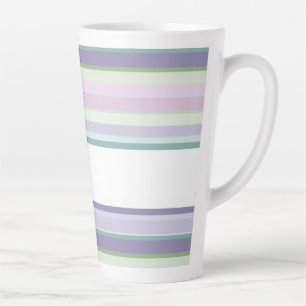 Taza De Café Latte Rayas púrpura, Neptuno, verde mar y lavanda