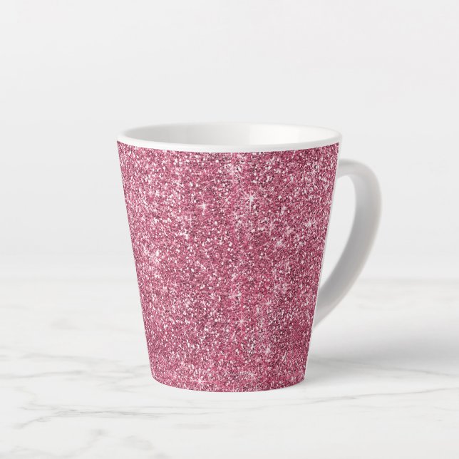 Taza De Café Latte Rayas Purpurinoso rosadas (Ángulo derecho)