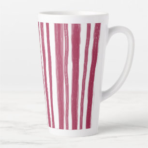 Taza De Café Latte Rayas Rojas Bordeaux