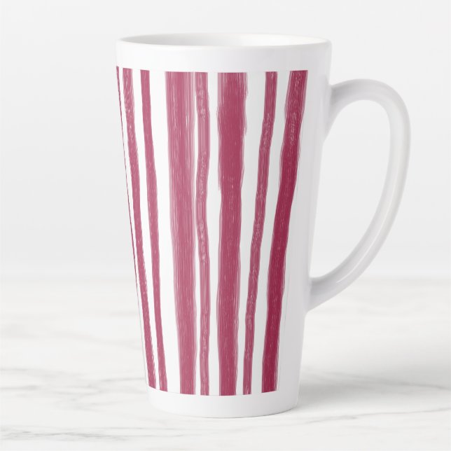 Taza De Café Latte Rayas Rojas Bordeaux  (Derecha)